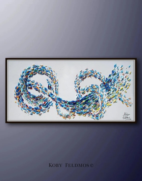Abstract art 60" - Large Painting, Tornado of Colors, original painting, thick texture, unique and very beautiful, by Koby Feldmos