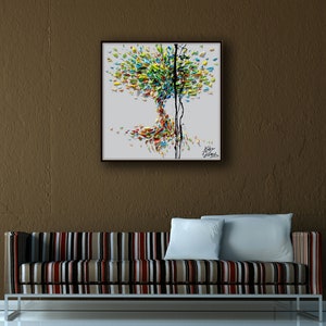 Tree 25 Original oil painting on canvas, Luxury thick layers tree of Life, Gives extremely good vibes, by Koby Feldmos image 4