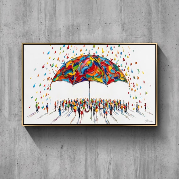 Colorful Umbrella — Original Oil Painting by Aaron S. | Contemporary People Art on Canvas