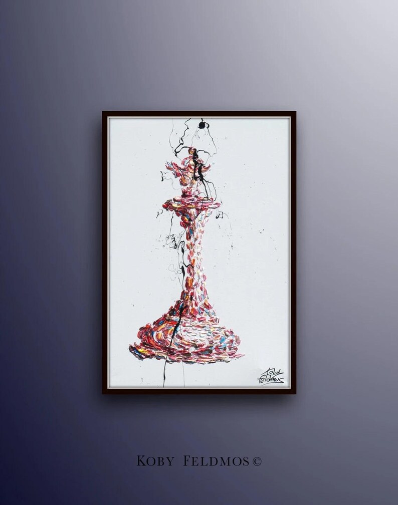 Chess Set 4 paintings- painting - Checkmate Original oil painting on canvas, office gift idea, gift for husband, by Koby Feldmos image 5
