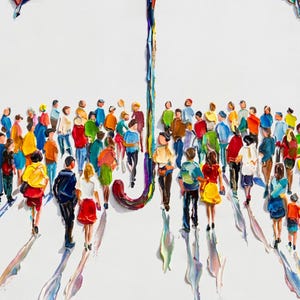 Colorful Umbrella — Original Oil Painting by Aaron S. | Contemporary People Art on Canvas image 6