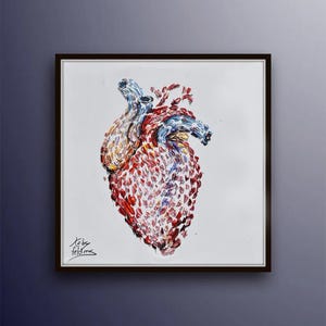 Heart Painting 25" Gift for heart surgeon, Cardiologist, Department of Cardiology gift idea office painting, doctor painting clinic,