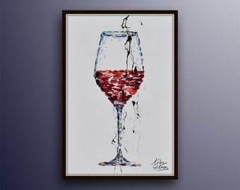 Red wine 30" Beautiful luxury glass of red wine, can be as gift or at home, great for pubs, restaurants and bars, by Koby Feldmos