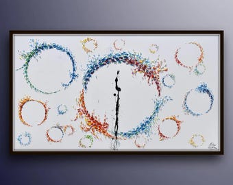 Pintura abstracta de 60 pulgadas de la película "Llegó la hora", pintura al óleo original sobre lienzo de Koby Feldmos