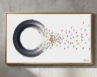Circle of Humanity — Original Oil Painting | Contemporary Abstract People Art on Canvas