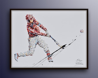 Baseball Player Sports painting , bat and ball game, MLB , original art by Koby Feldmos