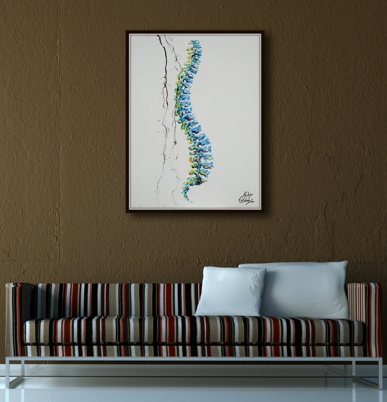 Spine ART 40 vertèbres Peinture peinture à l'huile sur toile, art, idée cadeau, couches épaisses, style moderne, par Koby Feldmos image 3