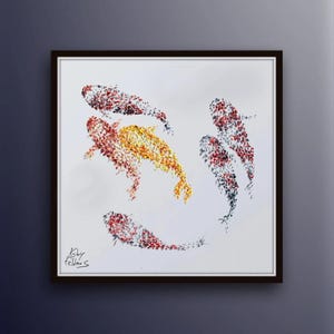 鯉の風水幸運の絵画 55 インチ、幸運のキャンバスの油絵、8 番の