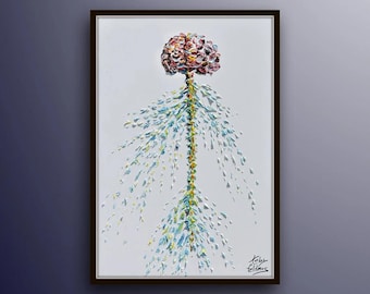Spine 40&quot; ART vertebrae brain nerves with nerve system  oil painting on canvas, art, gift idea, thick layers, modern style, By Koby Feldmos