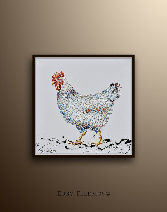 鶏 25インチ 絵画 鶏 動物の絵画、キャンバスに描かれた 鶏 25インチ 絵画 鶏 動物の絵画、キャンバスに描かれた