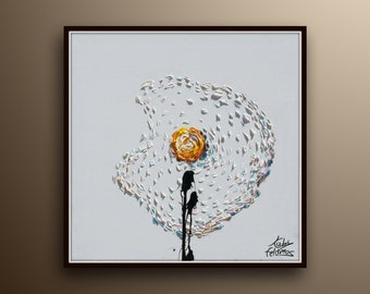 Fried egg 25" Pop Art style, thick oil paint impasto style modern Art on canvas , Express shipping worldwide, By Koby Feldmos