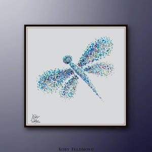 Dragonfly Abstract Painting 35" Animal Painting Original Oil Painting of a Dragonfly, Modern Style, Express Shipping, By Koby Feldmos
