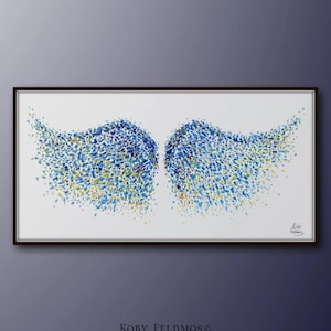 Angel Wings 50&quot; painting Large original oil painting of Angel wings, Textured painting, Handmade art Angel By Koby Feldmos