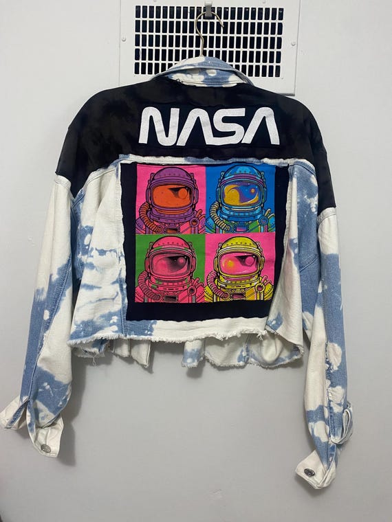 NASA Denim Jacket Light Denim Jean Jacket Space Astronaut Colorpop Jacket Etsy