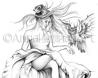 SLAVIC STORIES:"Inhabitants of Heaven" A4/A3/PDF/black/sepia/Downloaded Printable Coloring Page-for Adults by AnnaHannahArt/Anna Miarczyńska