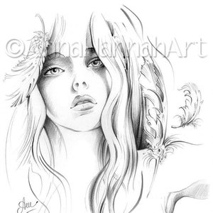 SLAVIC STORIES:&quot;Return of the Angel&quot; A4/A3/PDF/black/sepia/Downloaded Printable Coloring Page-for Adults by AnnaHannahArt/Anna Miarczyńska
