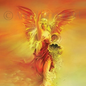 art print fortune angel goddess abundance wealth balance riches horn plenty fengshui prosperity power blessing success symbol money goodluck image 1