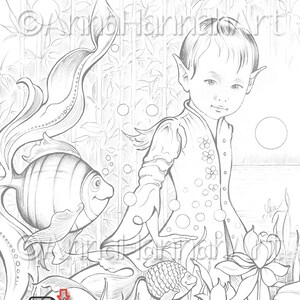 LOTUS CHILDREN: "On the Way" square A4/A3/PDF/ Instant Downloaded Printable Fantasy Coloring Page - for Adults and Children by AnnaHannahArt image 4