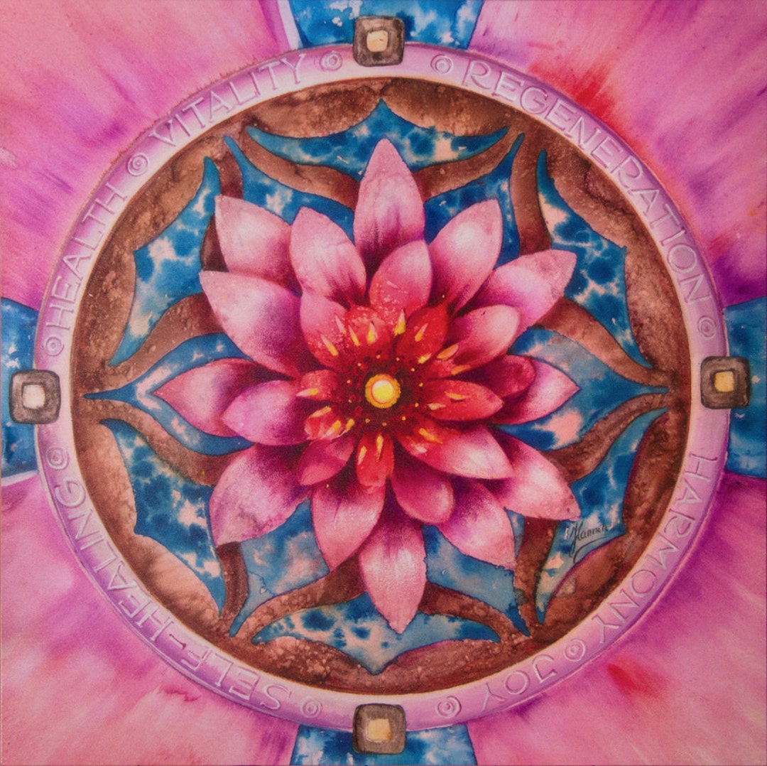 Mandala Health Pink Lotus Flower Healing Regeneration Vitality Joy Harmony  Timeless Symbol Heart Good Luck Balance Universe Energy Rebirth