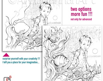 LOTUS CHILDREN: "On the Way (2)"- for more fun/square A4/A3/PDF/ Downloaded Fantasy Coloring Page - for Adults and Children by AnnaHannahArt