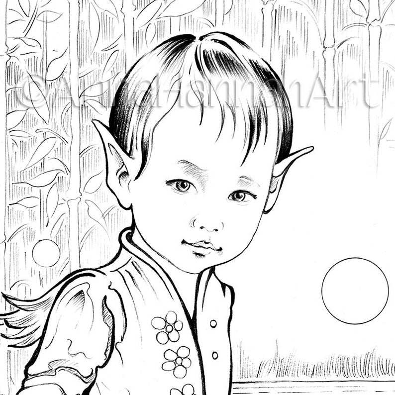 LOTUS CHILDREN: "On the Way" square A4/A3/PDF/ Instant Downloaded Printable Fantasy Coloring Page - for Adults and Children by AnnaHannahArt image 5