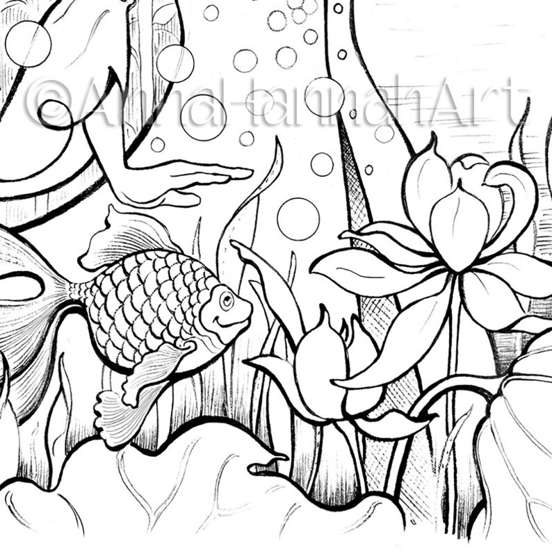 LOTUS CHILDREN: "On the Way" square A4/A3/PDF/ Instant Downloaded Printable Fantasy Coloring Page - for Adults and Children by AnnaHannahArt image 6