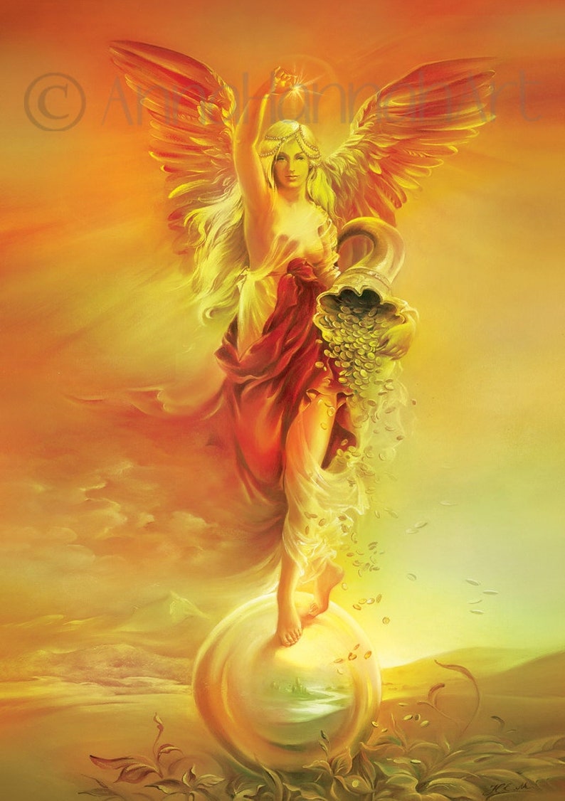 art print fortune angel goddess abundance wealth balance riches horn plenty fengshui prosperity power blessing success symbol money goodluck image 1