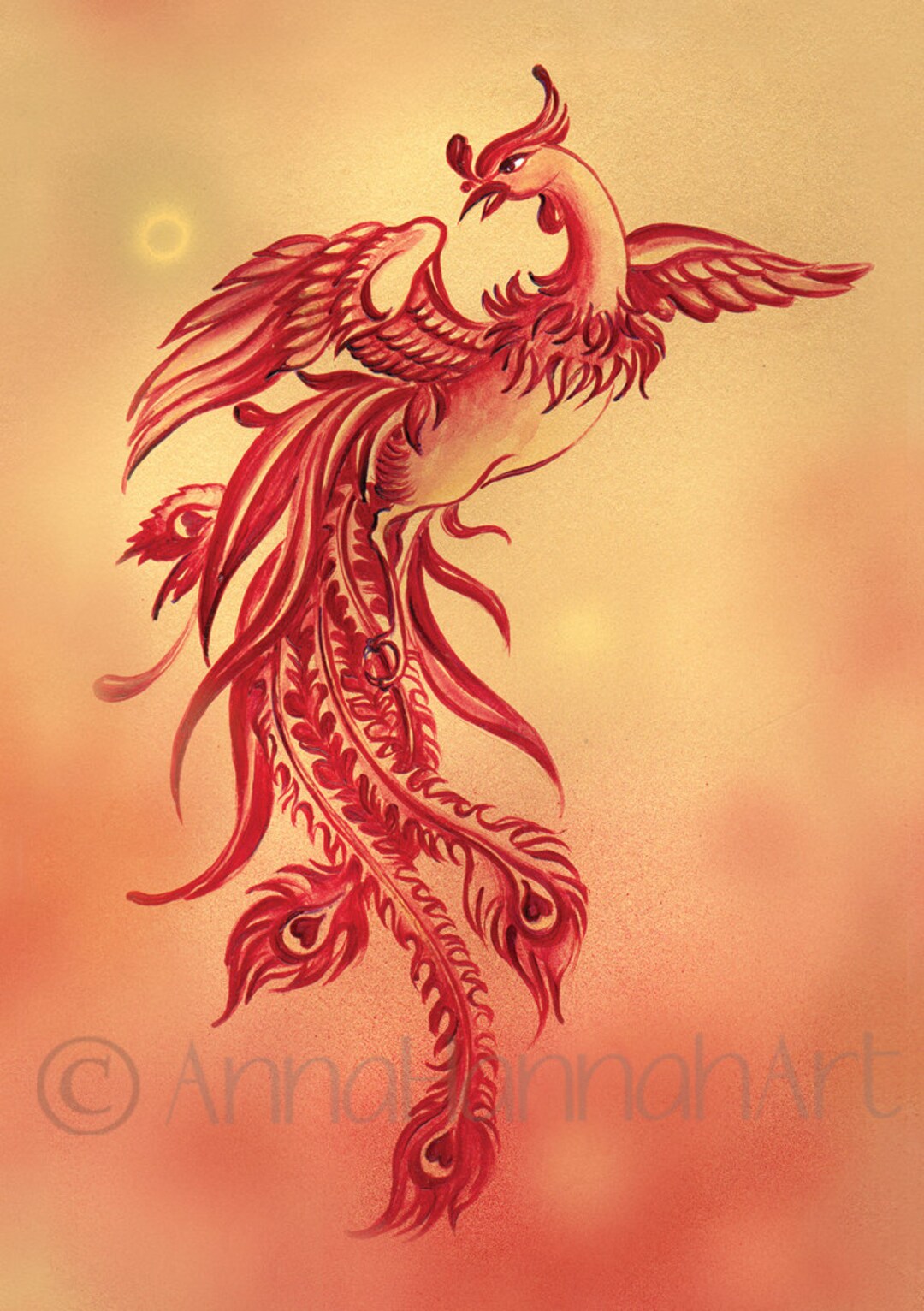 A5 Print Phoenix Magical Bird Life Rebirth Time Renewal Creativity ...