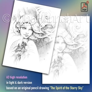 UNIVERSE SECRETS/Spiral of Llife collection 1-3: Set of 3 printable coloring pages for Adults by AnnaHannahArt format A3/six Pdf files image 3