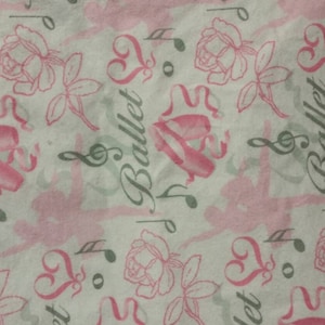 A super soft, snuggly very light pink ballerina theme flannel pillowcase