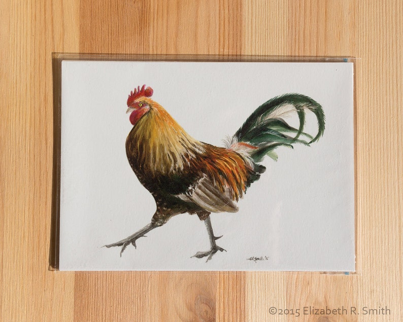 Strutting Rooster Scratchboard Print Etsy
