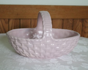 Pink Royal Haeger Pottery Basket Vintage Art Pottery