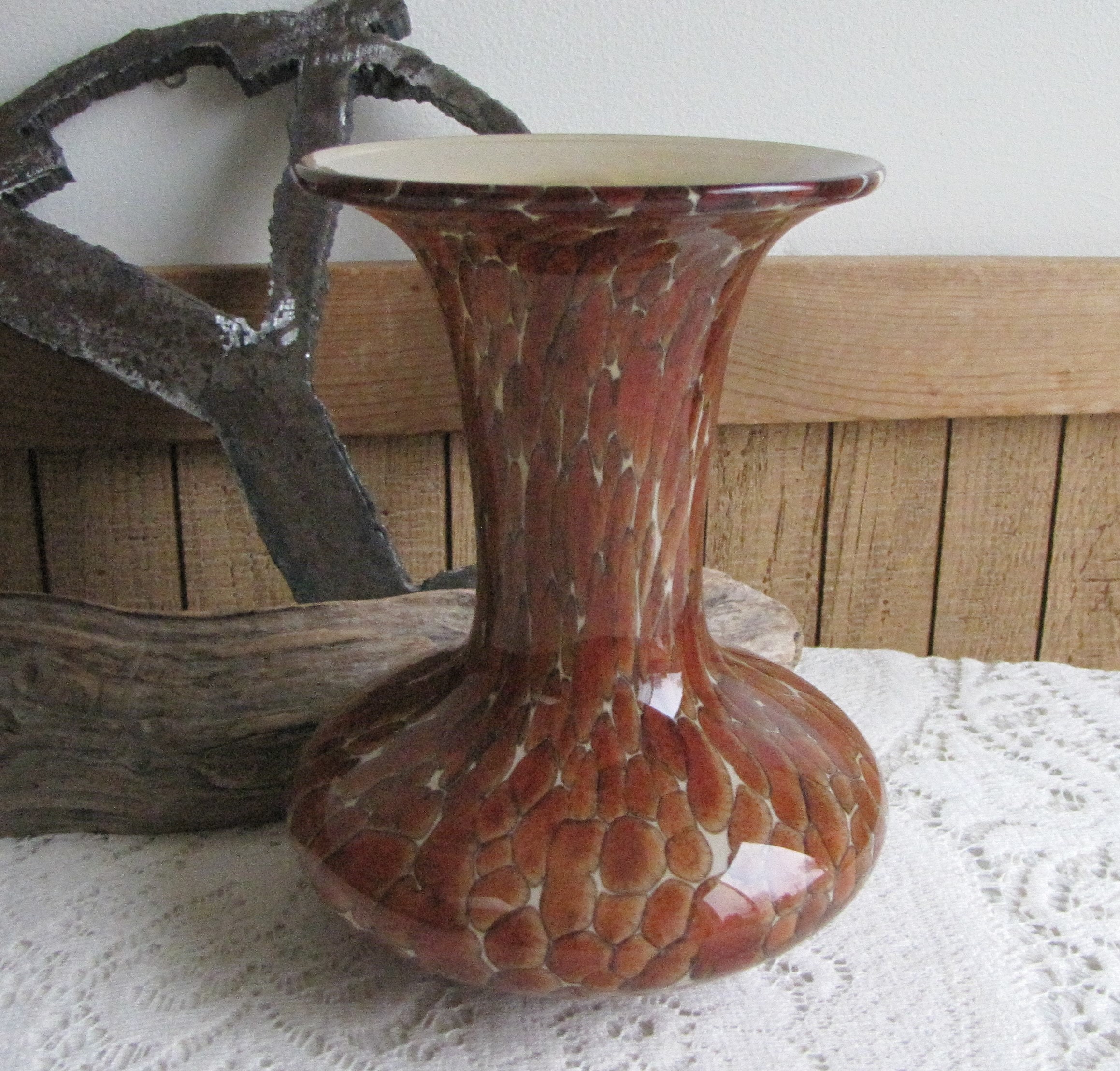 Cole She Blown Glass Tall Vase Animal Print 2001 Vintage Home
