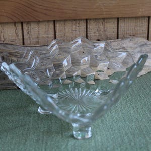 Fostoria American Clear Pattern Tricorne Bon Bon Dish Vintage Dinnerware