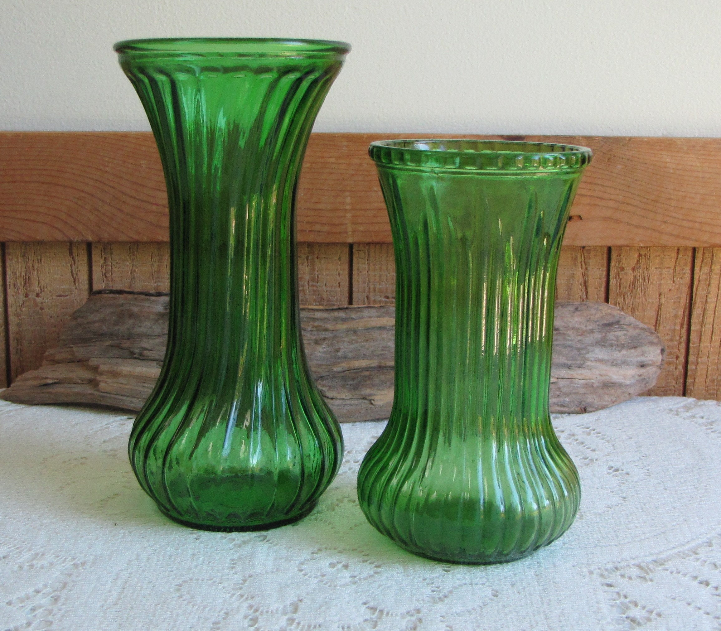 Vintage Emerald Green Hoosier Glass Vase Small Flower Vase