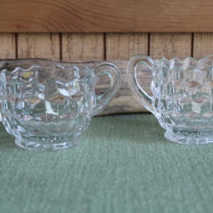 Fostoria American Clear Pattern Cream and Sugar Bowl Set Vintage Dinnerware
