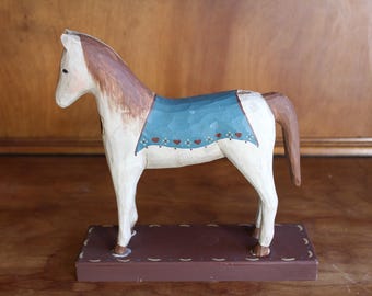 Wooden horse Hand Carved 1987 Vintage Home Décor