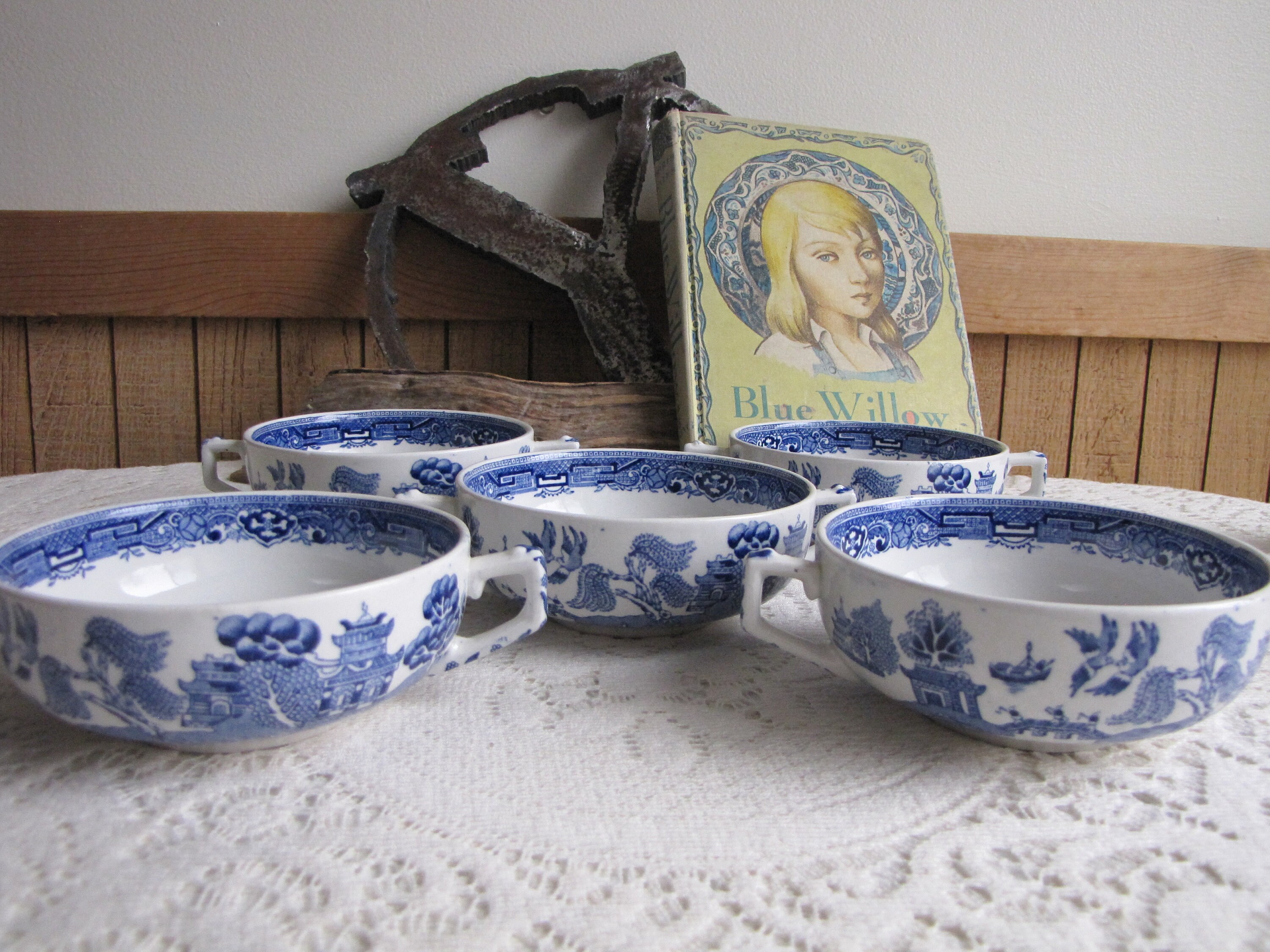 Bowls Really OLD Ridgways England Blue Willow Soup bowl Kitchen
