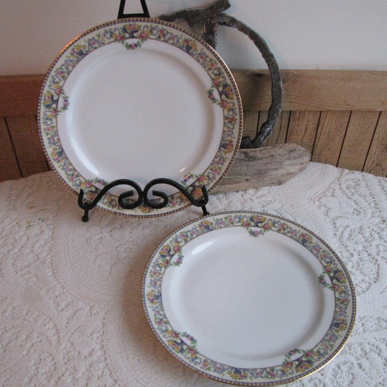 Dinner Plates Bawo /& Dotter Dinner Plates Circa 1920s Art Deco Vintage Dinnerware and Replacements Set of Two 2
