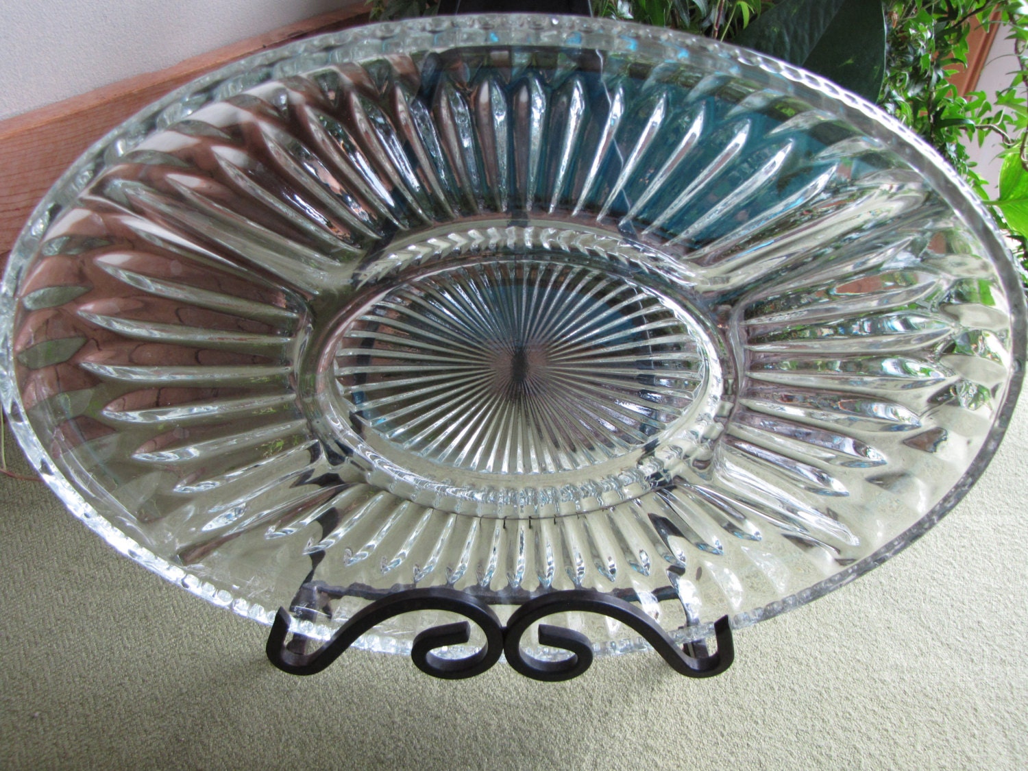 Vintage Divided Relish Tray Oval Ribbed Design Vintage Kitchen Etsy