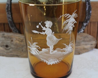 Westmoreland Marigold Vase Mary McGregor-Style Vintage Glass and Home Decor