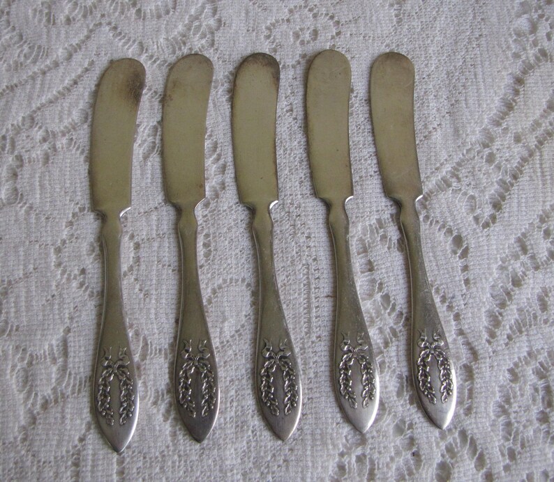 5 Butter Knives Antique Butter Knives Rockford Silver Plate Co Fair Oaks Pattern 1909 Silver Plated Five