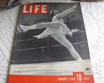 Life Magazines 1938 January 3 A Lady On Ice Vintage Magazine and Advertising