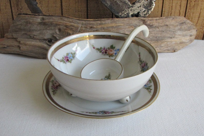 Vintage Nippon sauce bowl and ladle Vintage Condiment Bowls Etsy