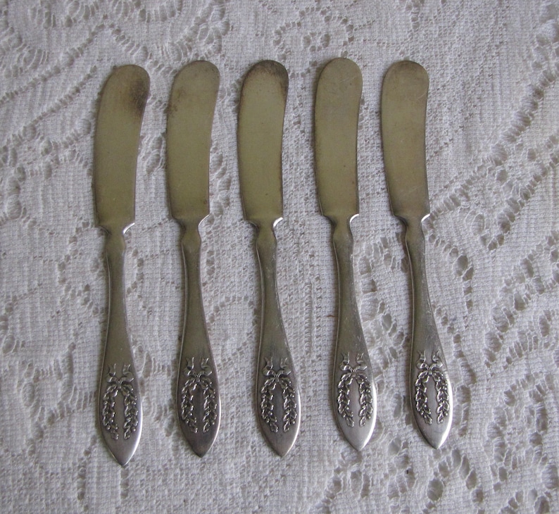 5 Butter Knives Antique Butter Knives Rockford Silver Plate Co Fair Oaks Pattern 1909 Silver Plated Five