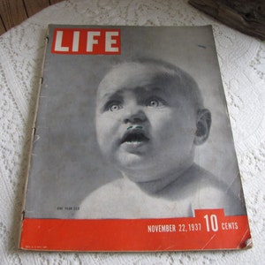 Life Magazines 1937 November 22 One Year Old Anniversary Edition Vintage Magazines and Advertising