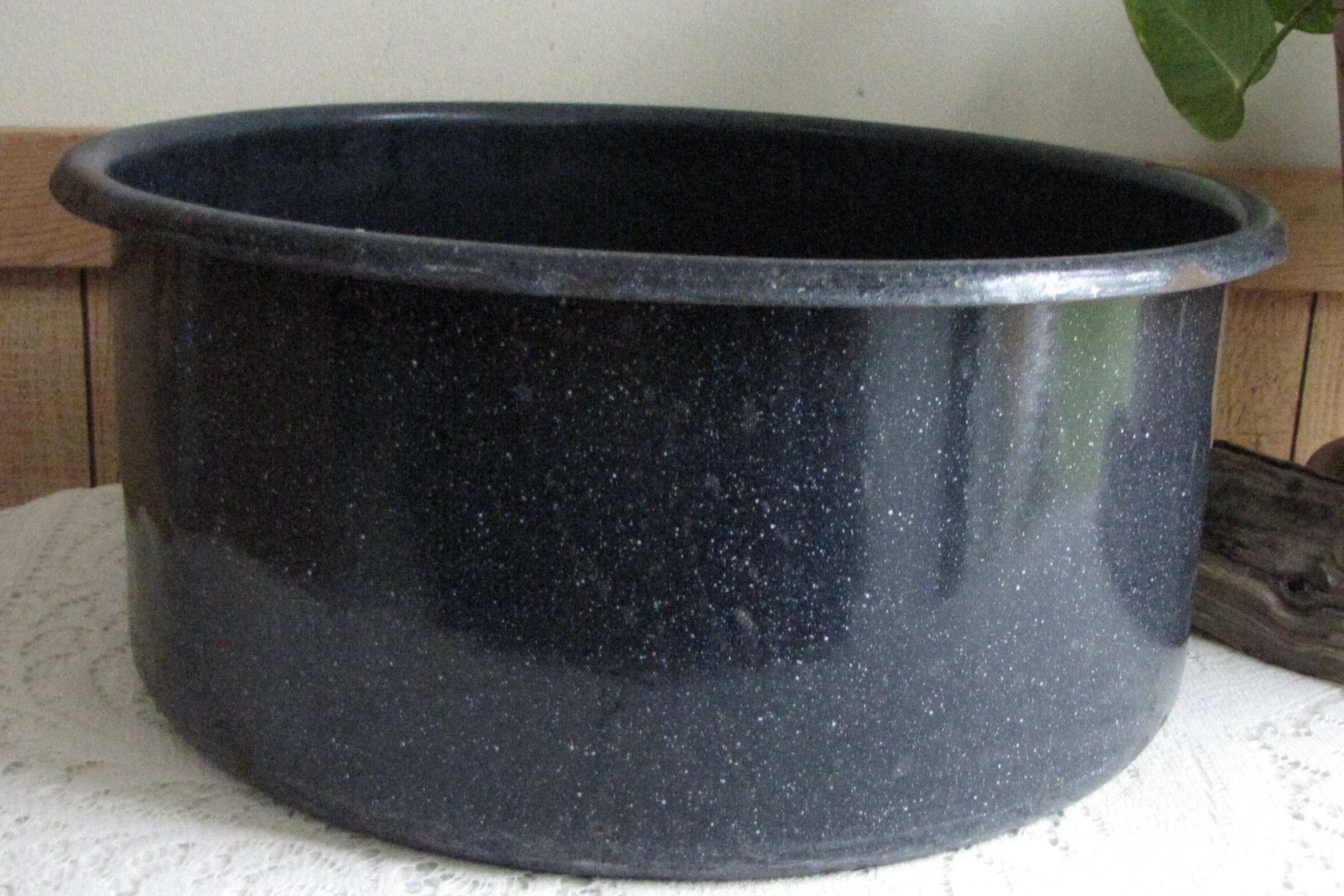 Blue Enamel Pan Large Dish Pans Vintage Cookware and Camping Gear