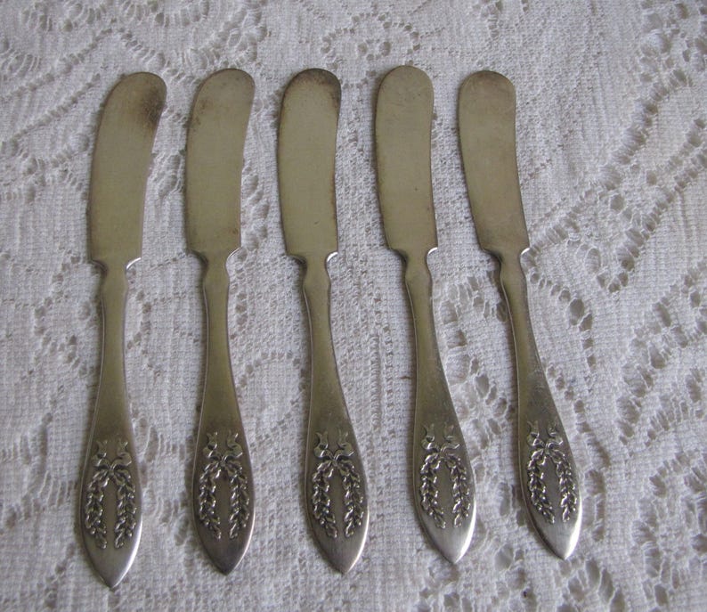 5 Butter Knives Antique Butter Knives Rockford Silver Plate Co Fair Oaks Pattern 1909 Silver Plated Five