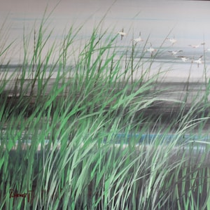 Caroline Burnett Seascape Oil Painting (1877-1950) Original Painting Vintage Home Décor