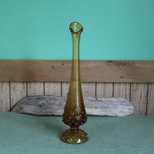 Fenton Amber Swung Vase Hobnail Vintage Florist Ware and Vases